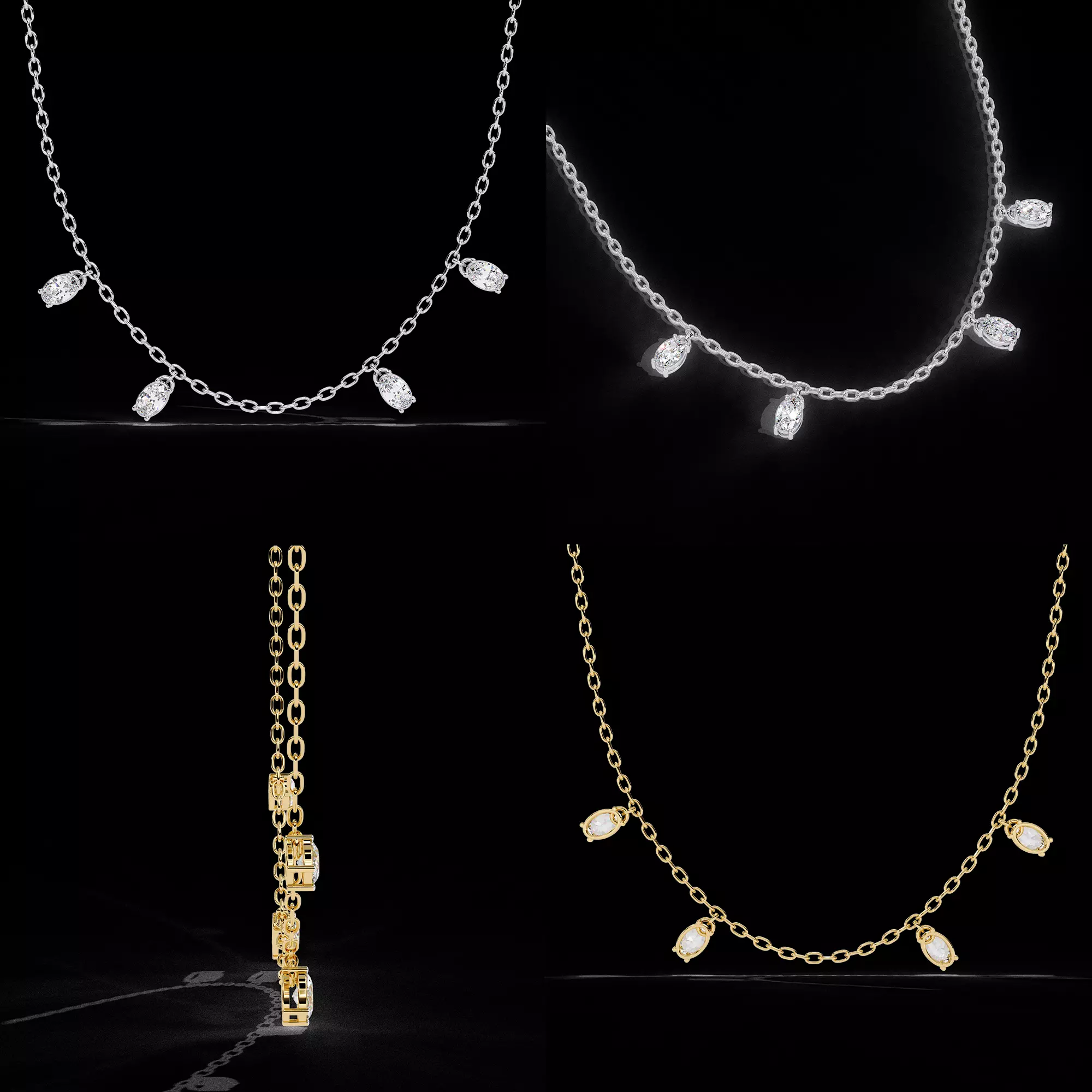 Luxury Drop Stone Chain Necklace Jewellery CAD 3DM STL 3D print model