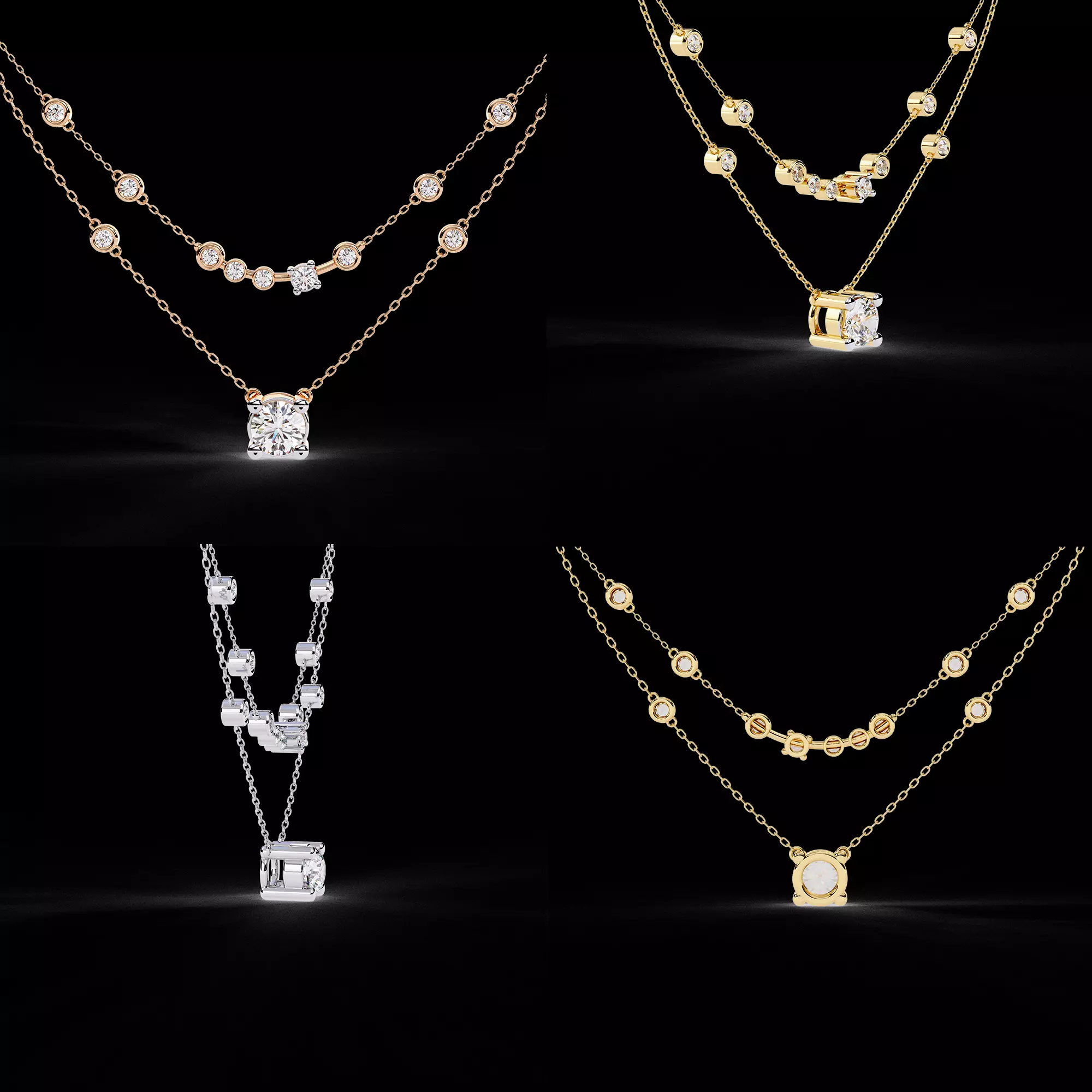 Luxury Layered Diamond Necklace Jewellery CAD Design 3DM STL 3D print model