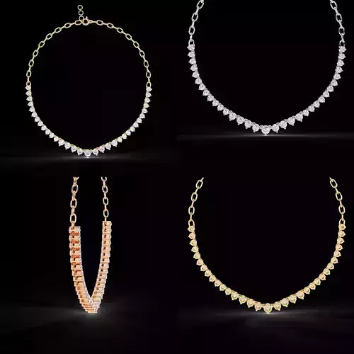 Luxury Heart Diamond Scallop Necklace Jewellery CAD 3DM STL 3D print model