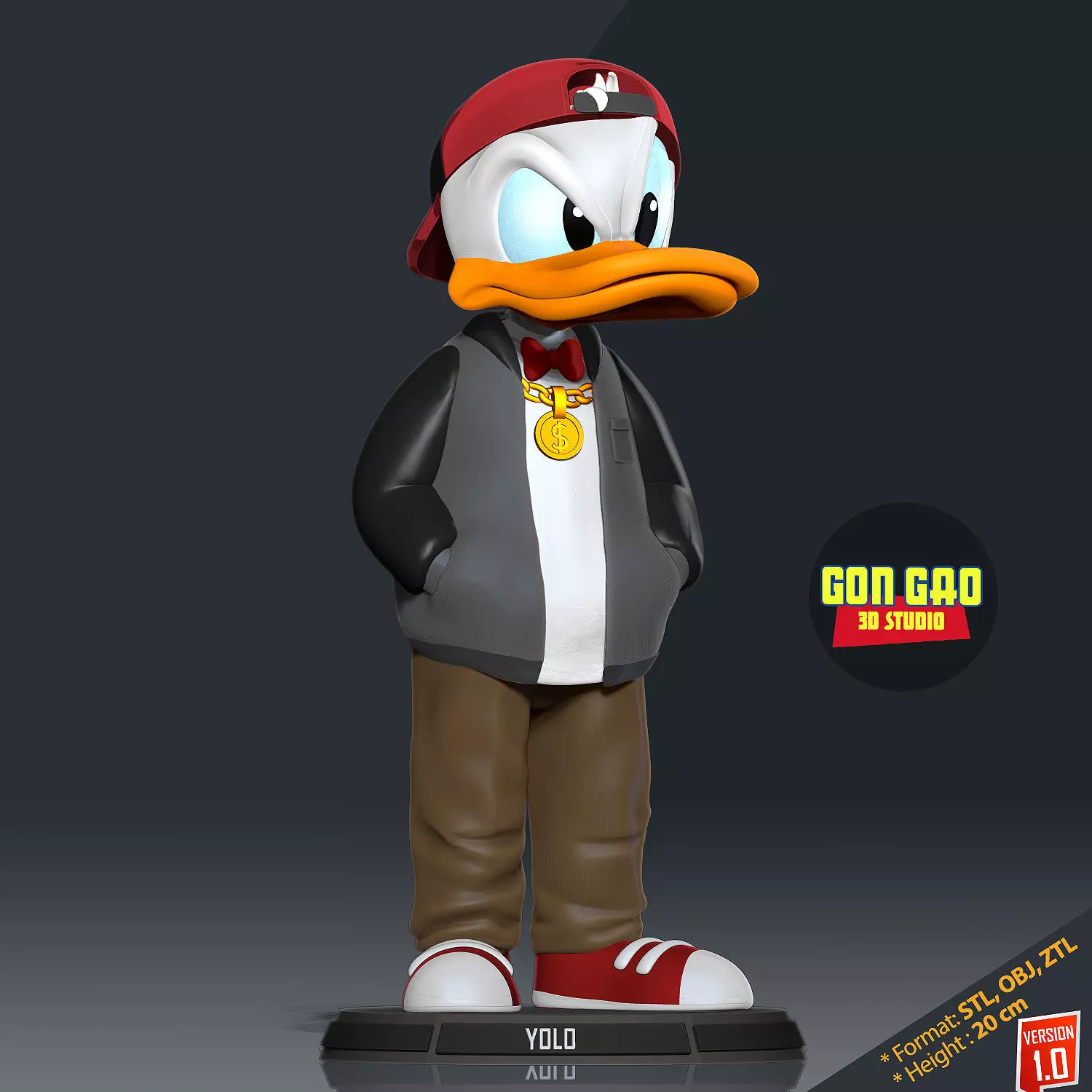 Donald Duck hip-hop 3D print model