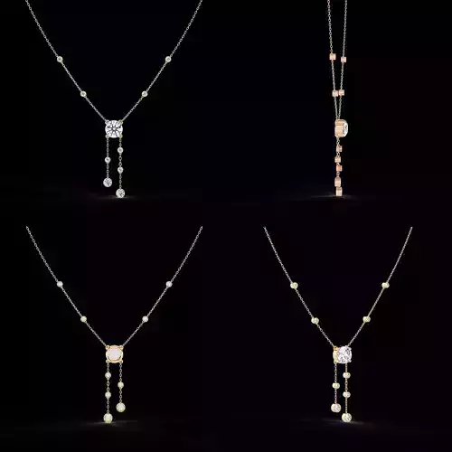 Luxury Diamond Drop Necklace CAD Design 3DM STL File 3D print model