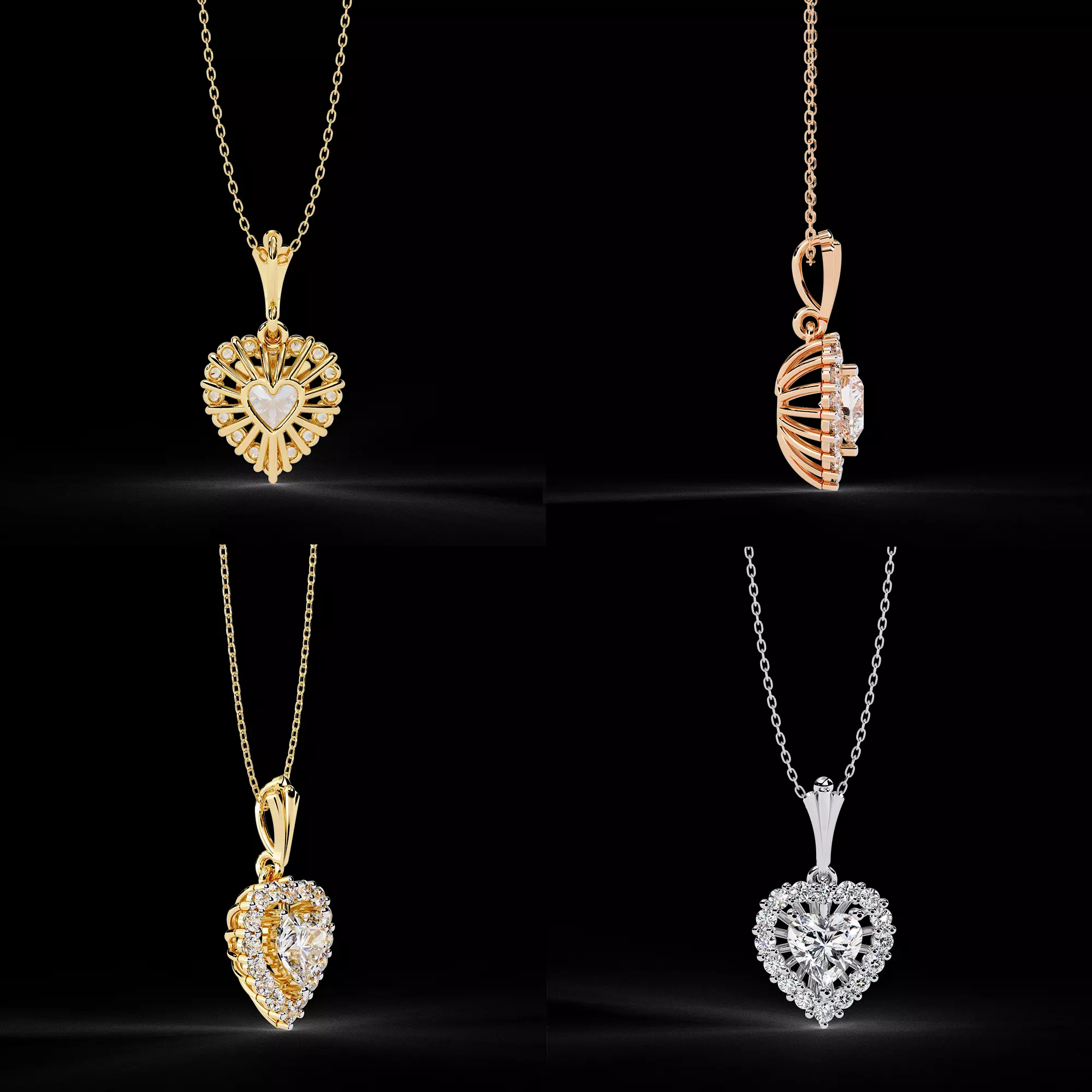 Luxury Heart Shape Diamond Pendant Necklace CAD Design 3DM 3D print model