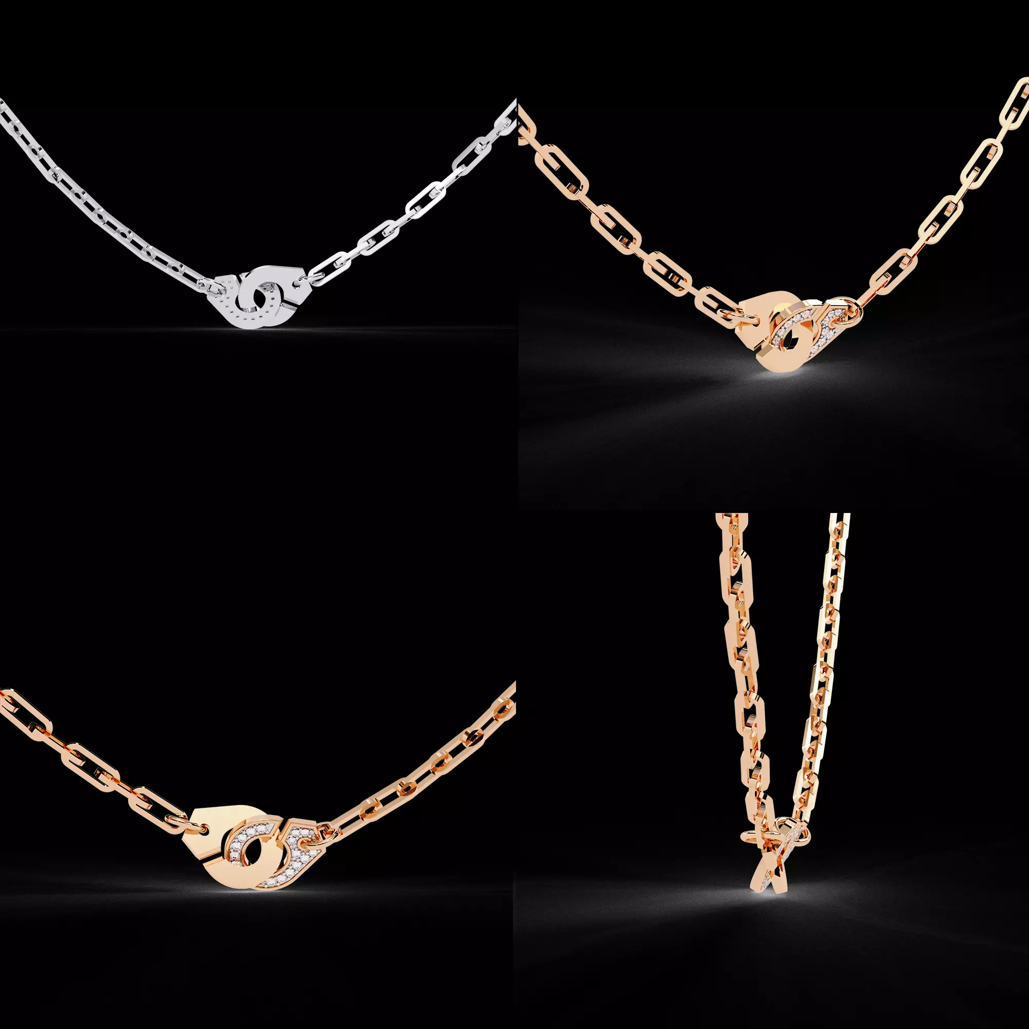 Luxury Diamond Chain Clasp Necklace CAD Design 3DM STL 3D print model