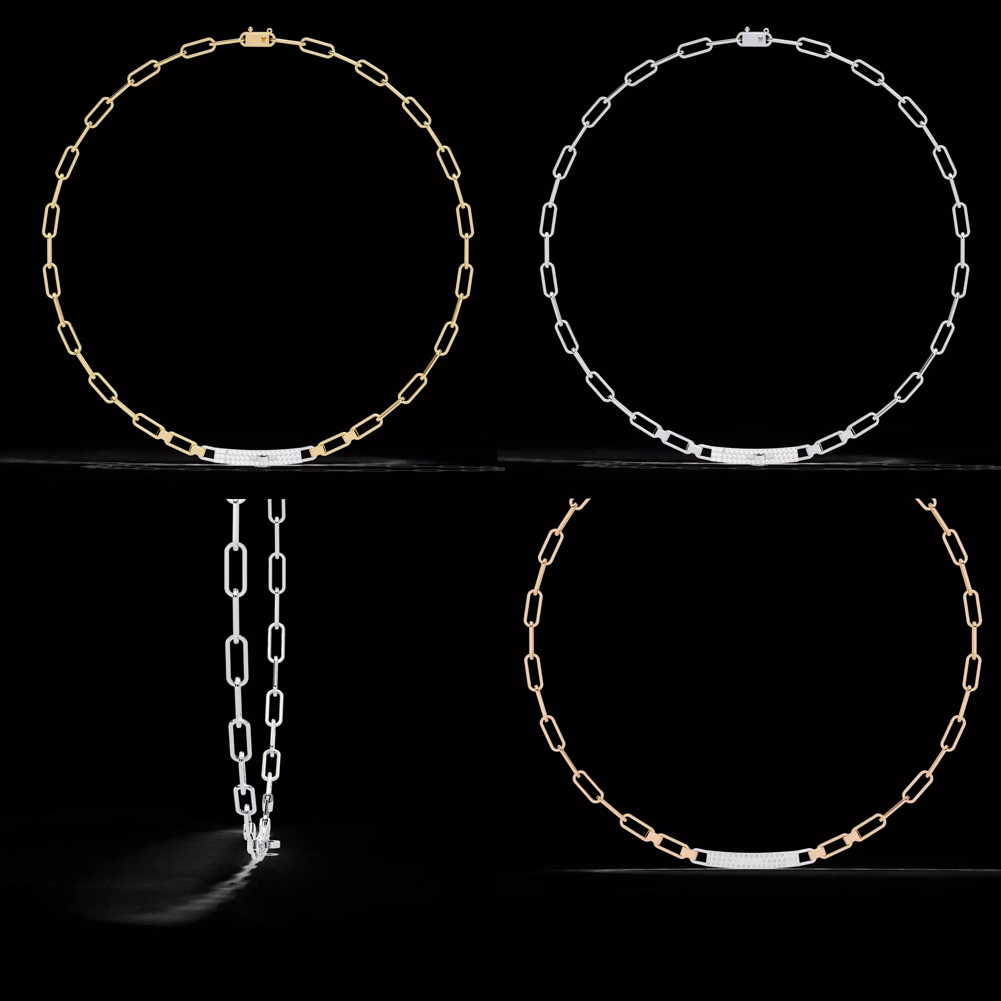 Luxury Rectangular Link Chain Necklace CAD Design 3DM STL 3D print model