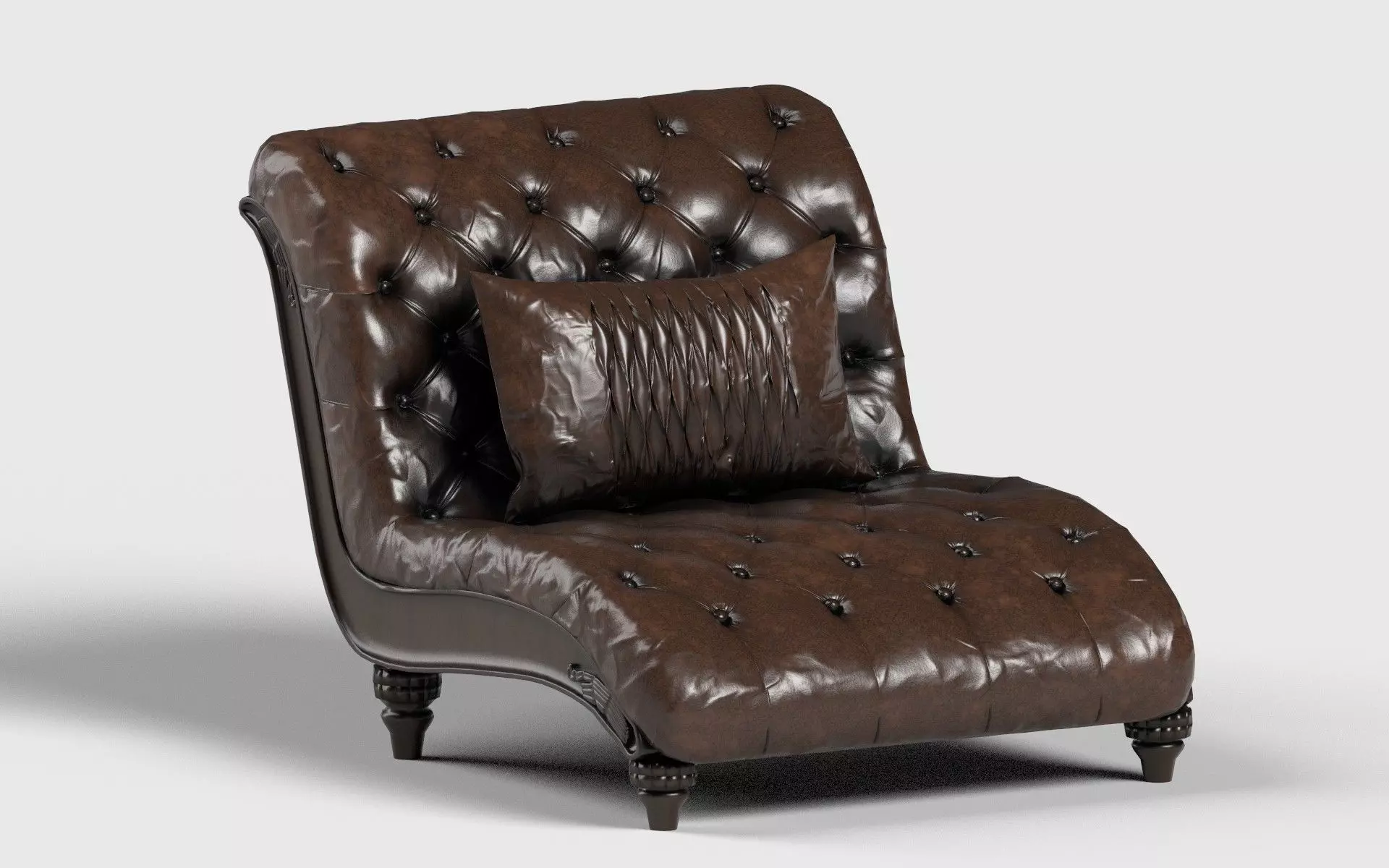 Tufted Leather Chaise Lounge 3D model