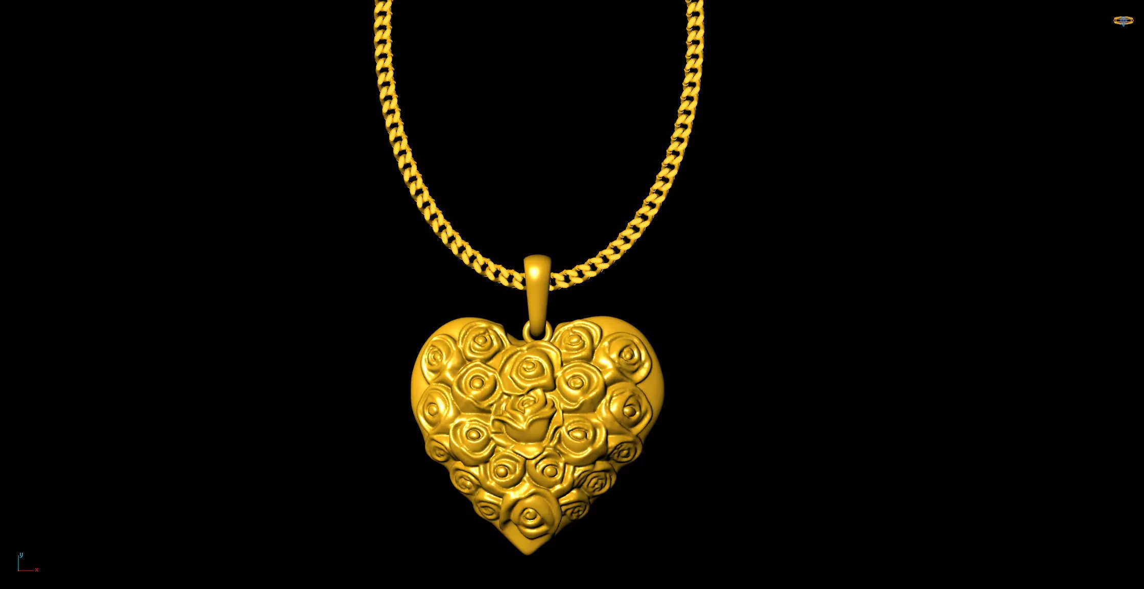 Heart rose pendant charms - one inch pendant 3D print model