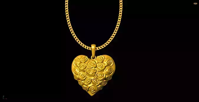 Heart rose pendant charms - one inch pendant 3D print model