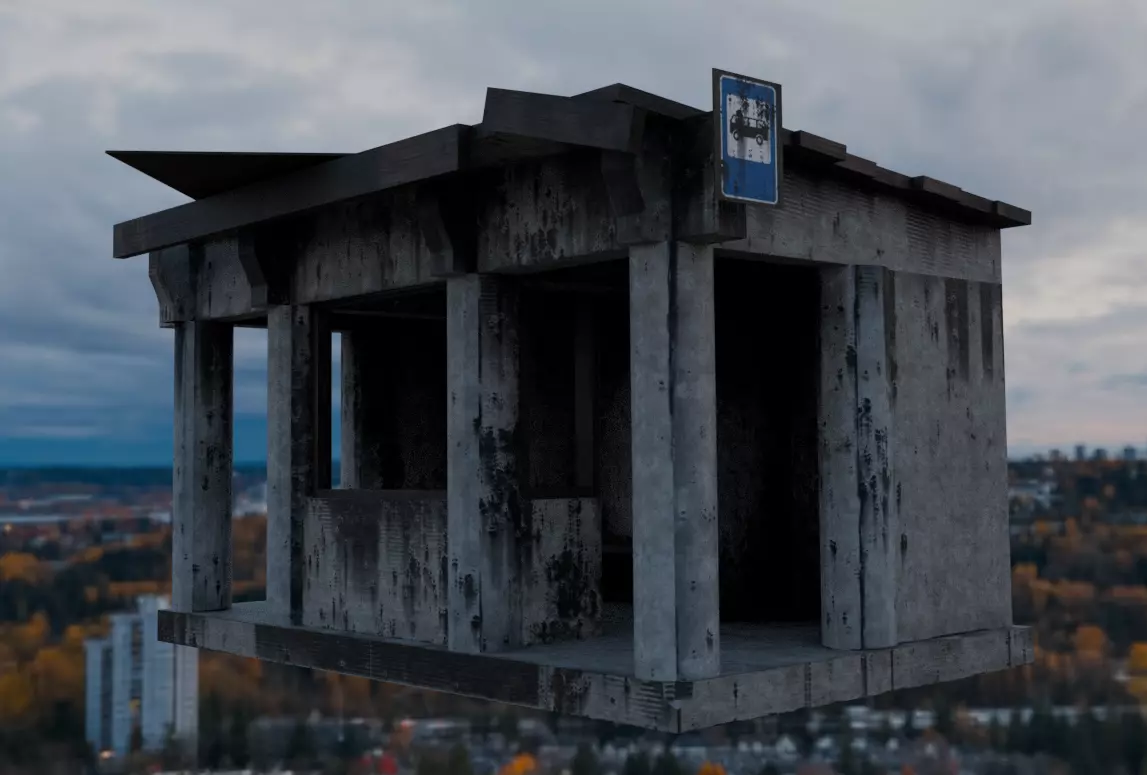 Bus Stop after disaster 3D model