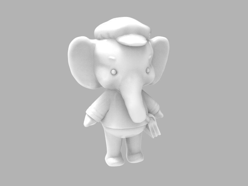 cute elephant  3D print model_2