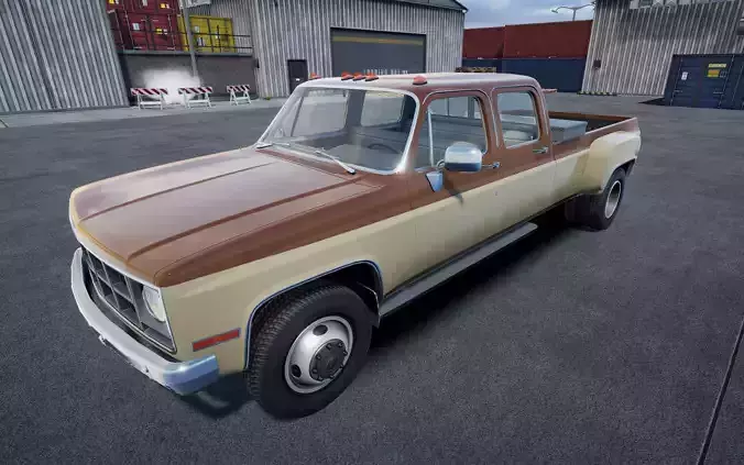 Crew cab pickup truck Unity 3d asset Low-poly 3D model
