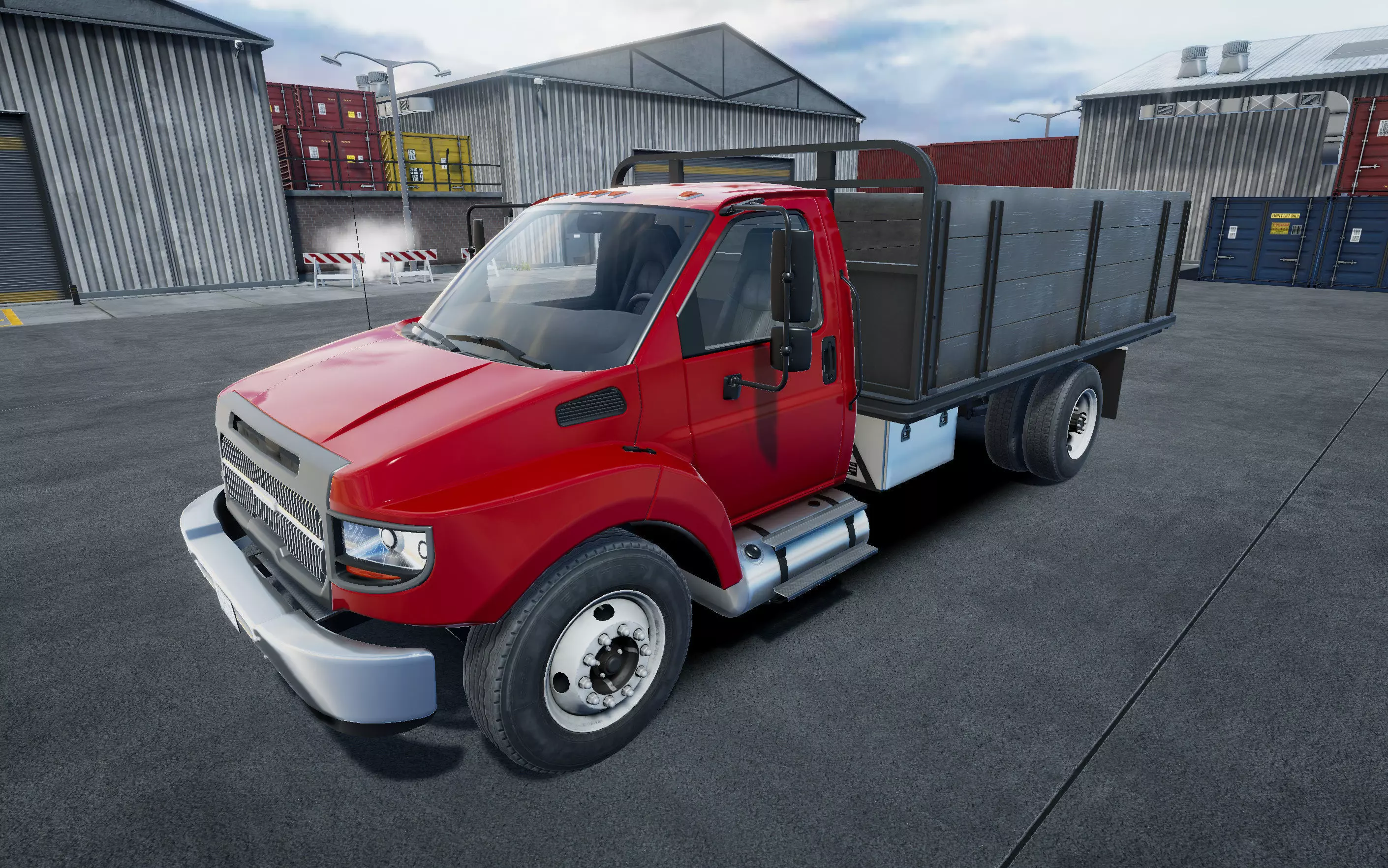Flatbed truck with cargo Unity 3d asset Low-poly 3D model