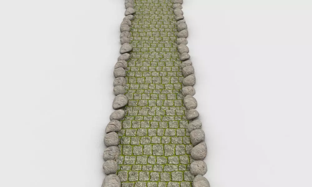 Gaming sidewalk or landscape Low-poly 3D model_0