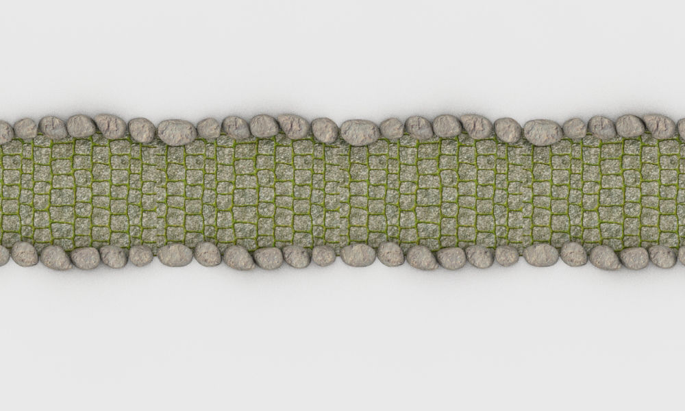 Gaming sidewalk or landscape Low-poly 3D model_1