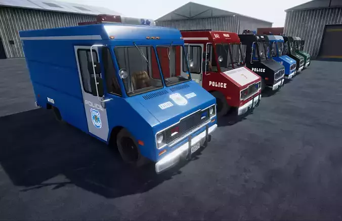 Police box van Unity 3d asset Low-poly 3D model