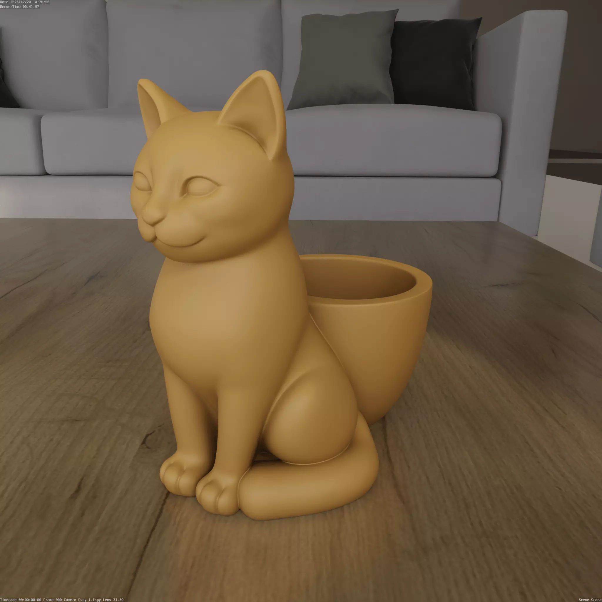 Cute Sitting Cat Planter STL for 3D Printing 3D print model