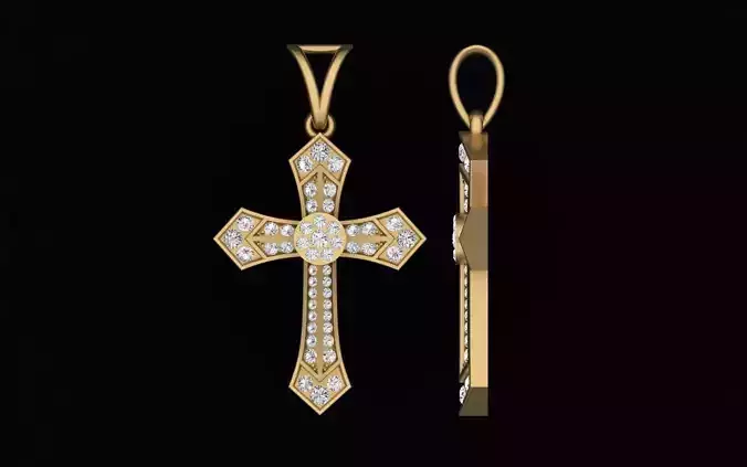 Diamond Cross Pendant 3D print model