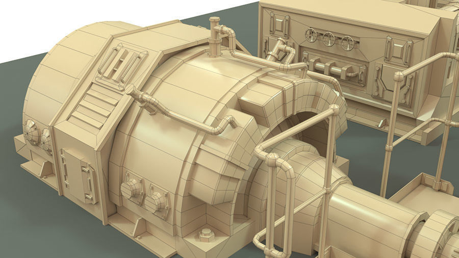 Engine room devices Low-poly 3D model_14