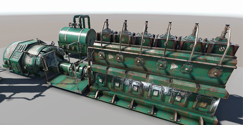 Engine room devices Low-poly 3D model_2