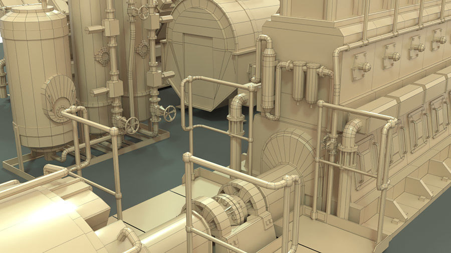 Engine room devices Low-poly 3D model_9