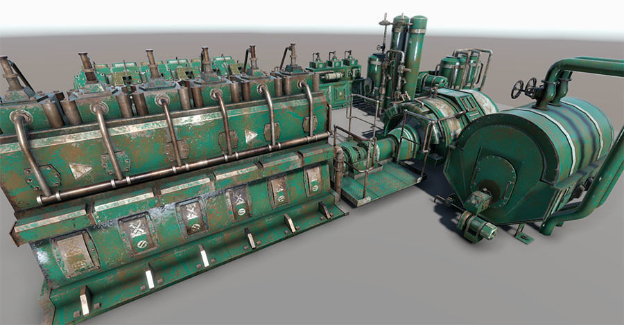 Engine room devices Low-poly 3D model_5