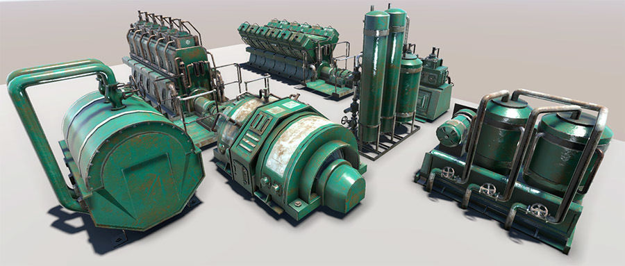 Engine room devices Low-poly 3D model_8
