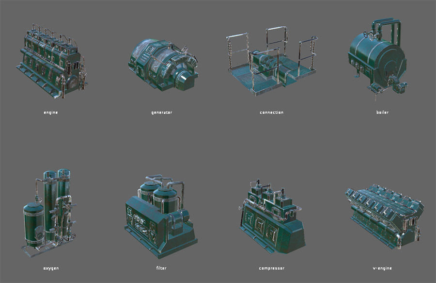 Engine room devices Low-poly 3D model_15