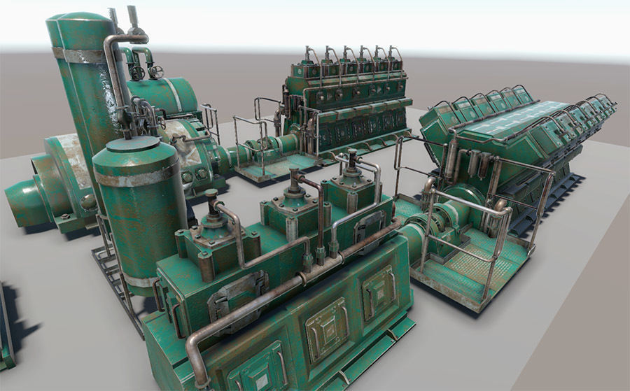 Engine room devices Low-poly 3D model_11
