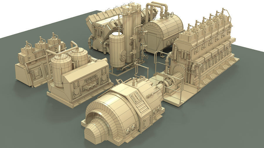 Engine room devices Low-poly 3D model_6