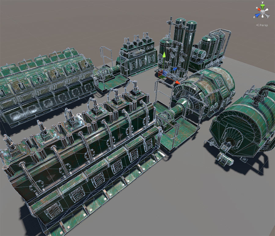 Engine room devices Low-poly 3D model_1