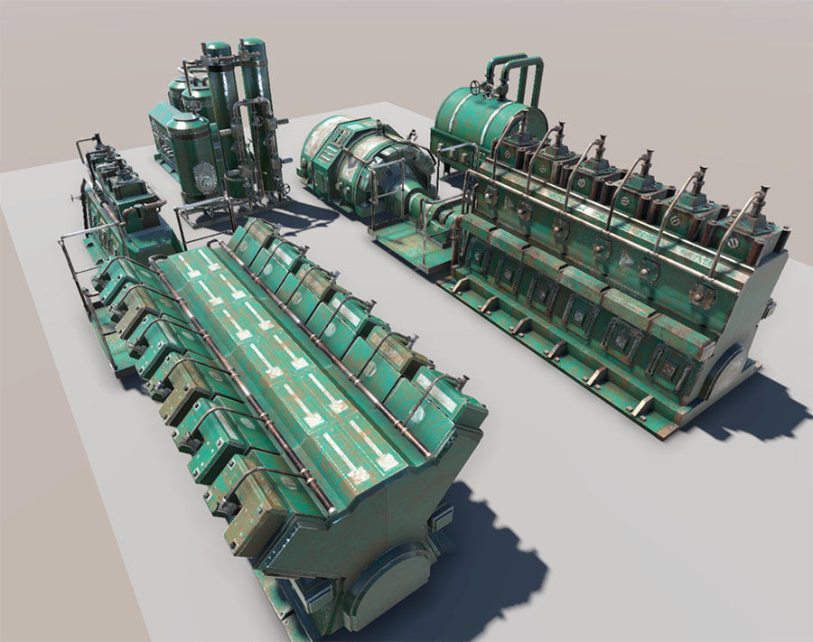 Engine room devices Low-poly 3D model_4