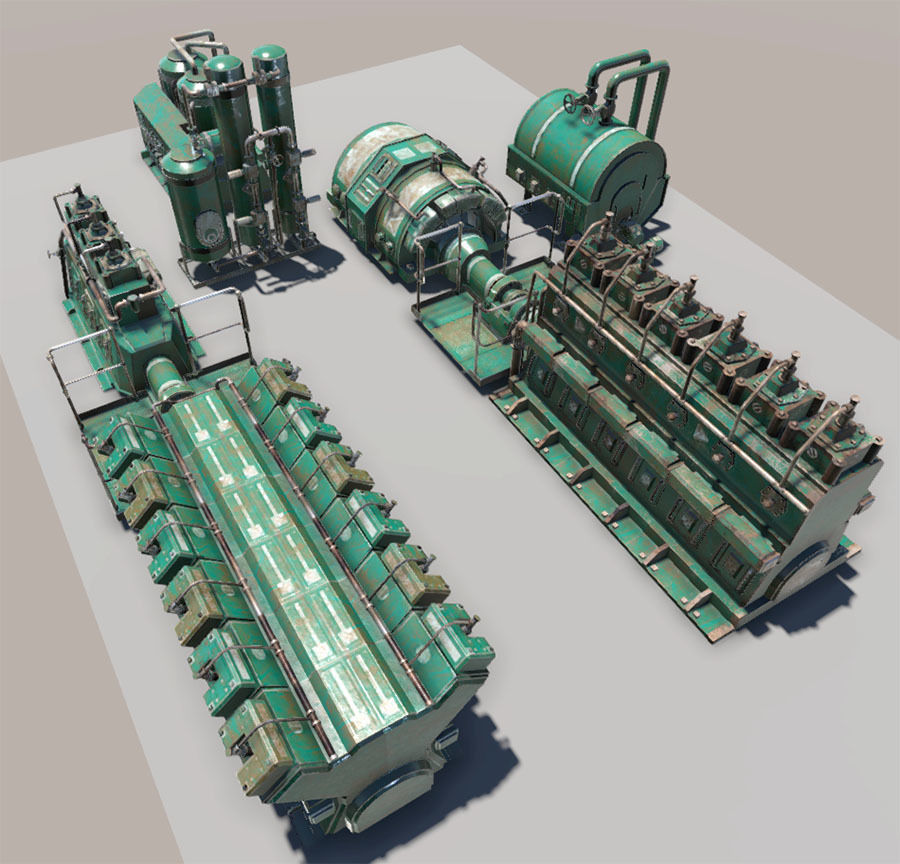 Engine room devices Low-poly 3D model_10