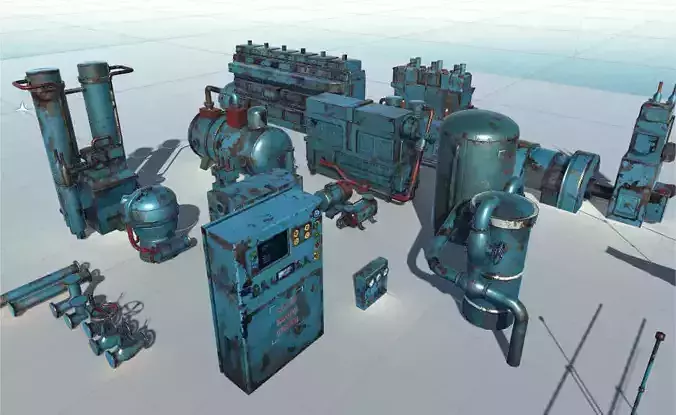 Machinery models pack Low-poly 3D model