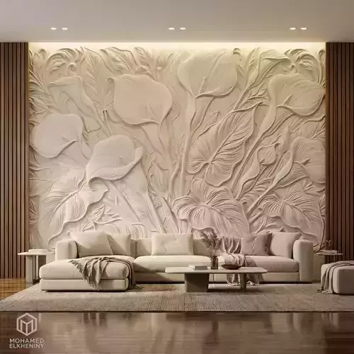 modern panel wall decor set relief stl mural CNC 178 3D model | CGTrader