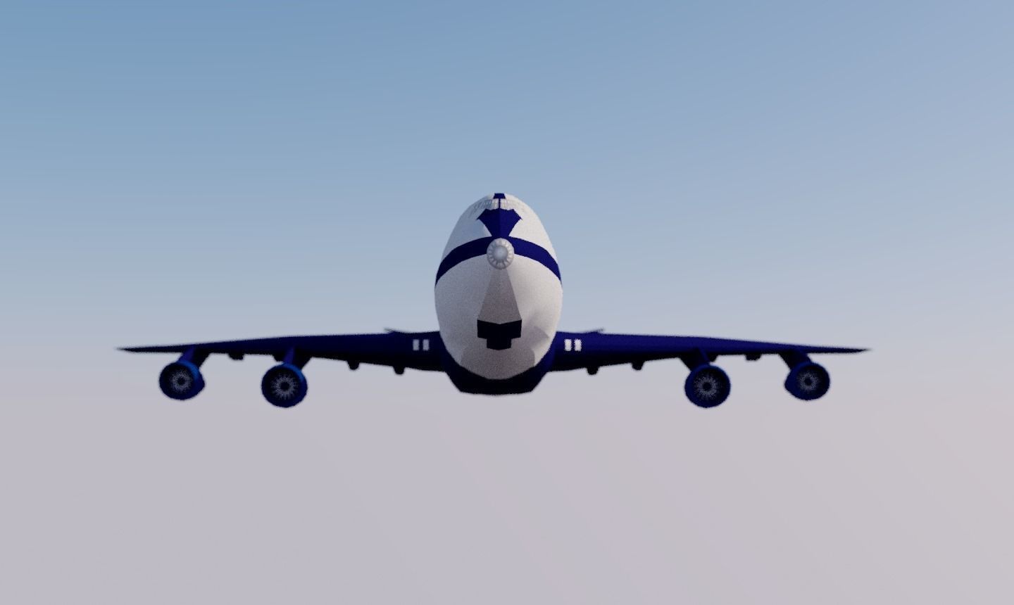 Airliner lowpoly airplane flying in sky Low-poly 3D model_1