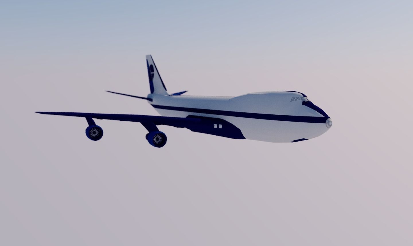Airliner lowpoly airplane flying in sky Low-poly 3D model_5