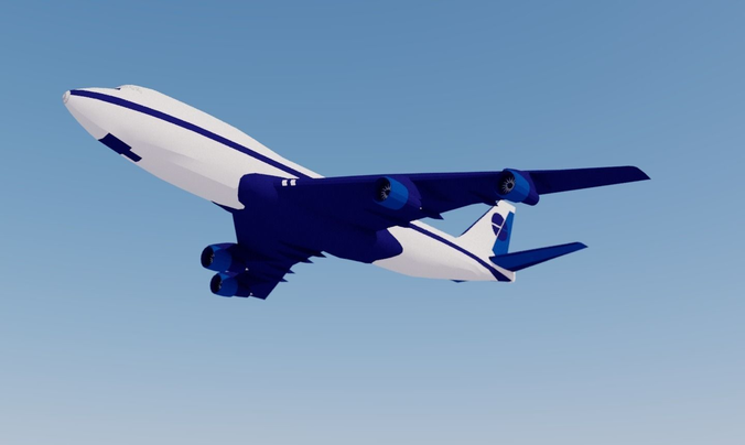 Airliner lowpoly airplane flying in sky Low-poly 3D model