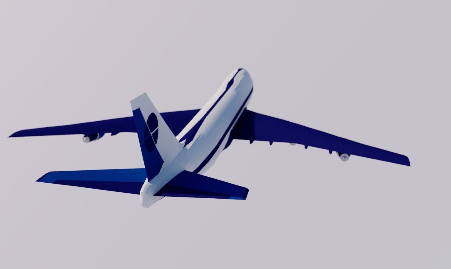 Airliner lowpoly airplane flying in sky Low-poly 3D model_2
