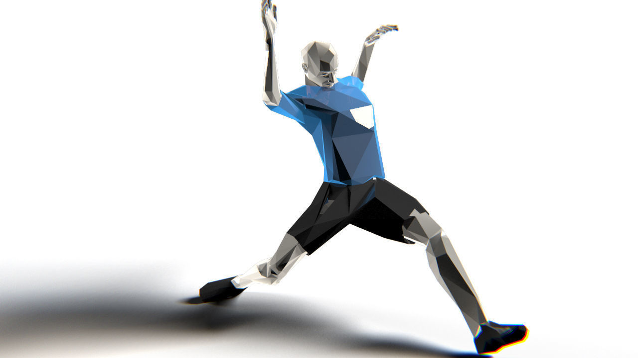 Footballer Edged Rigged Low-poly 3D model_2