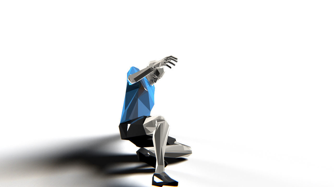 Footballer Edged Rigged Low-poly 3D model_3