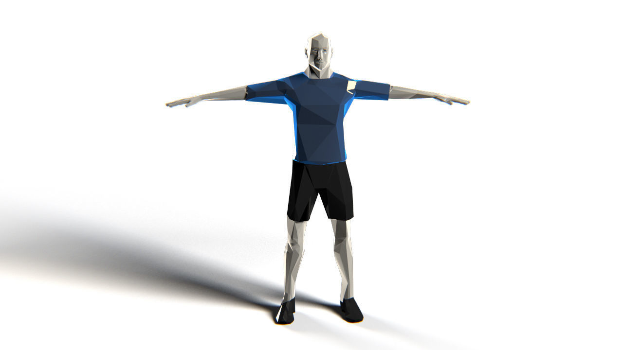 Footballer Edged Rigged Low-poly 3D model_10