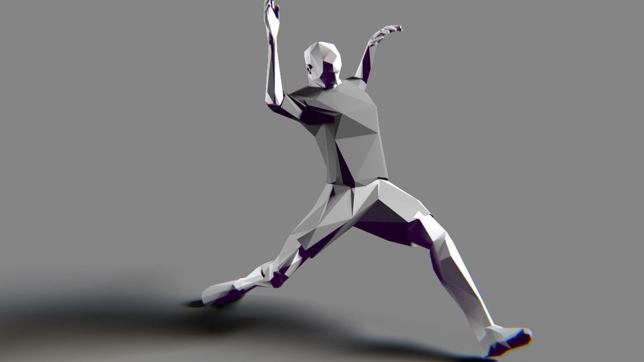 Footballer Edged Rigged Low-poly 3D model_15