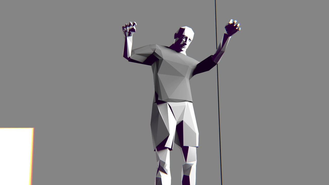 Footballer Edged Rigged Low-poly 3D model_4