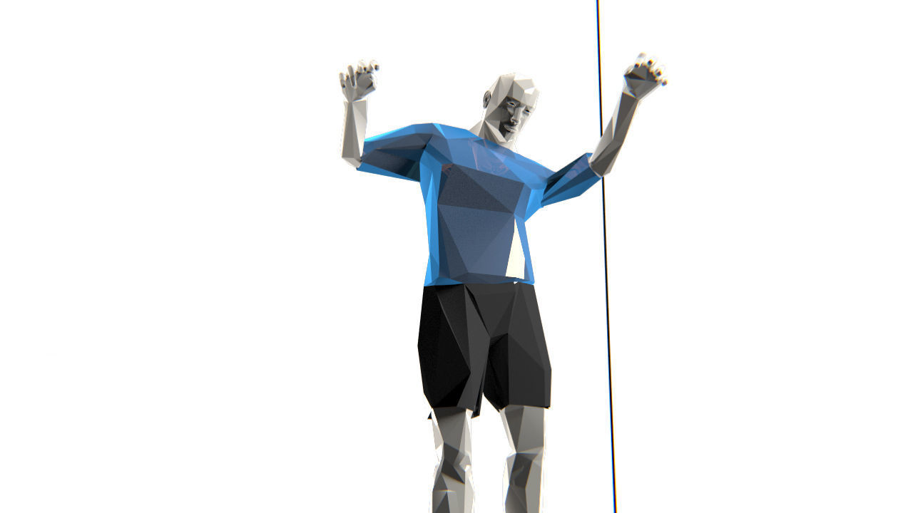 Footballer Edged Rigged Low-poly 3D model_13