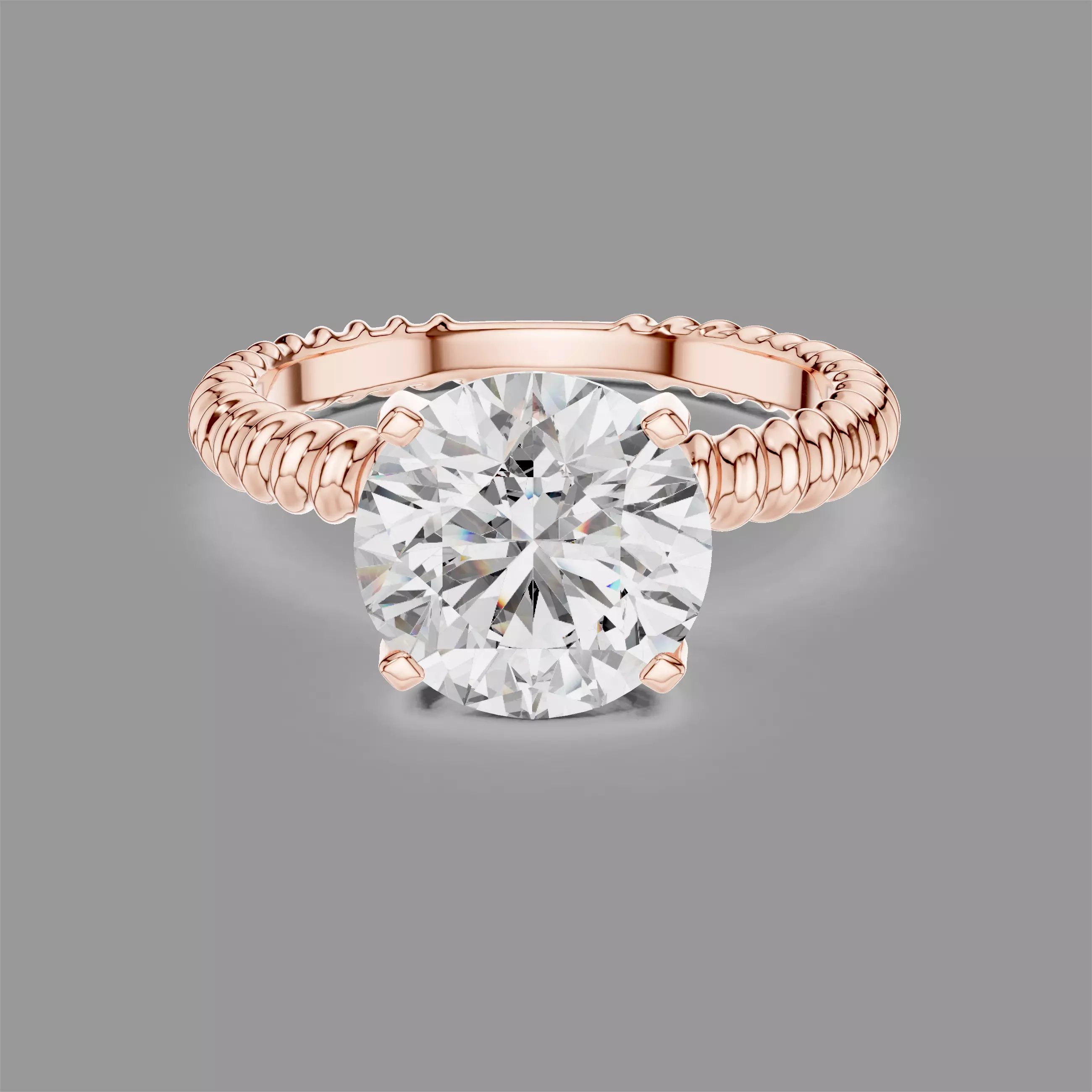 Round Mono Twisted Band Solitaire ring 3D print model