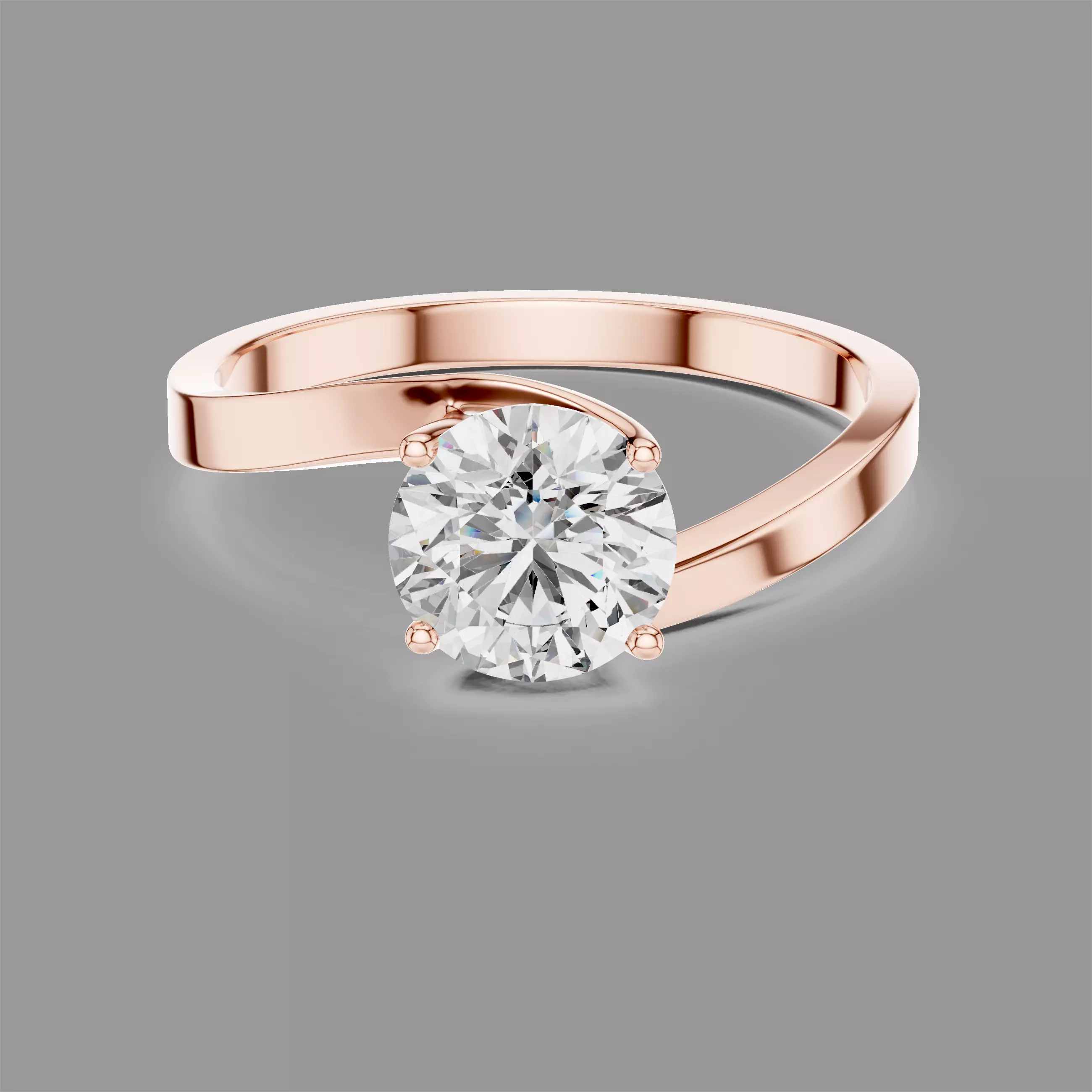 Round Mono Twisted Band Solitaire ring 3D print model