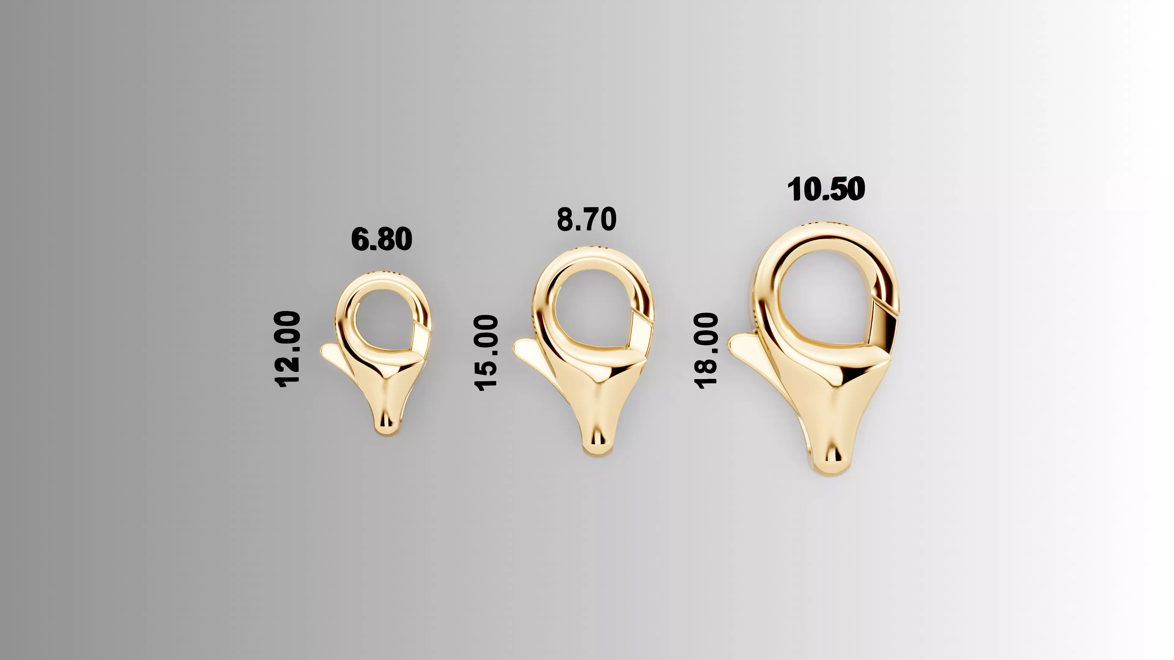 LOBSTER LOCK CLASPS 3D for Bracelet - chains 12- 15- 18mm G-556 3D print model