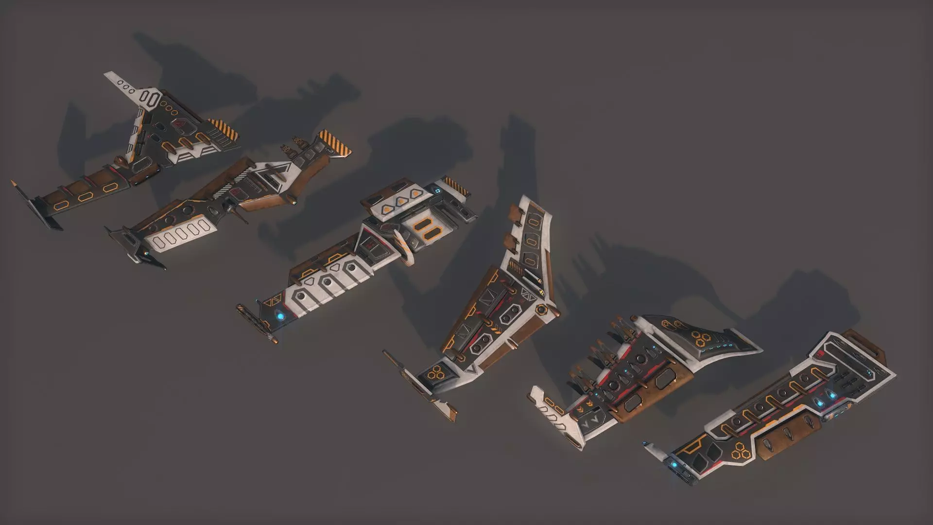 Spacecraft Wing Pack Low-poly 3D model