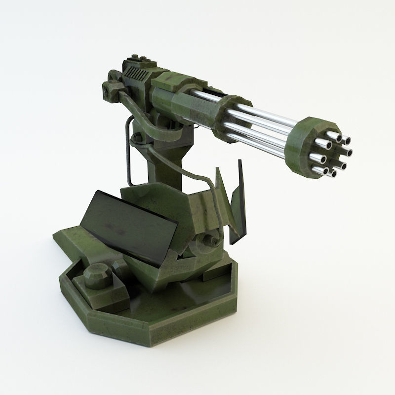 Machine Gun 1 Low-poly 3D model_1