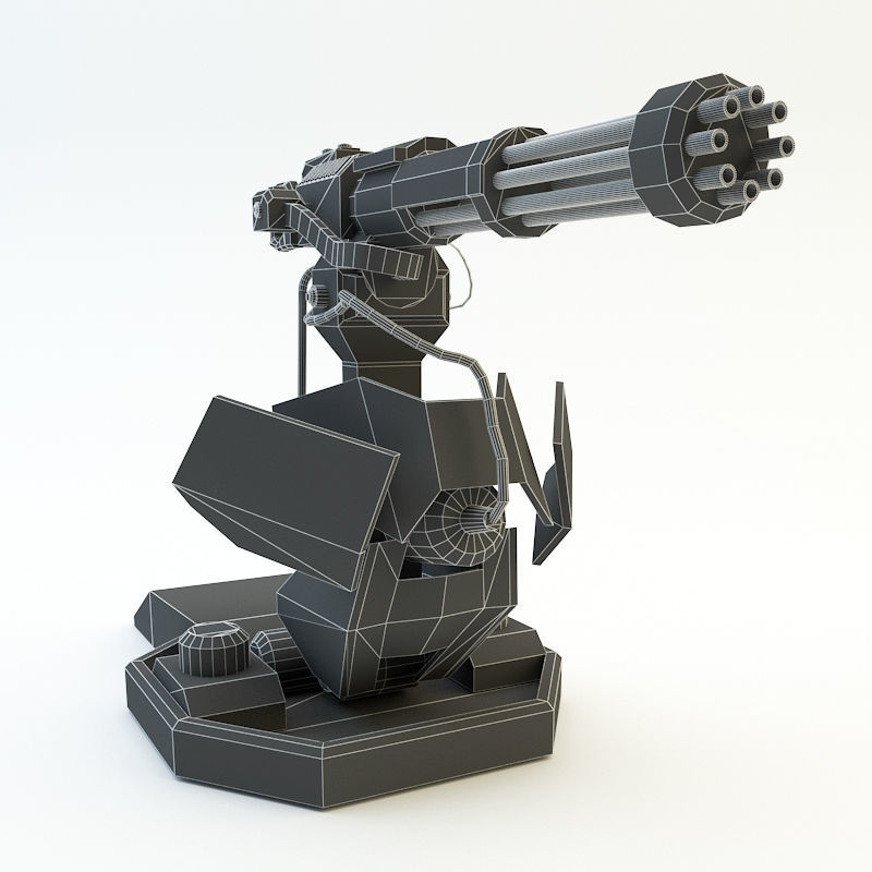 Machine Gun 1 Low-poly 3D model_8