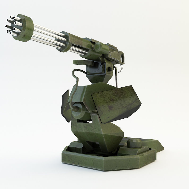 Machine Gun 1 Low-poly 3D model_2